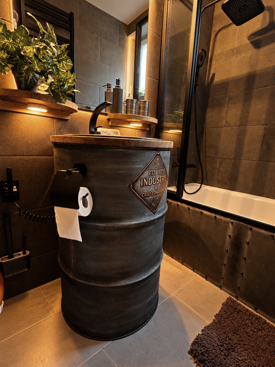 BUNKER – Fürdőszoba hordómosdóval